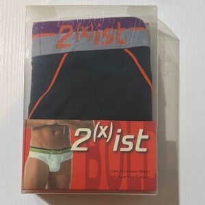 2xist Men's Black and Gray Briefs with Orange Accents
